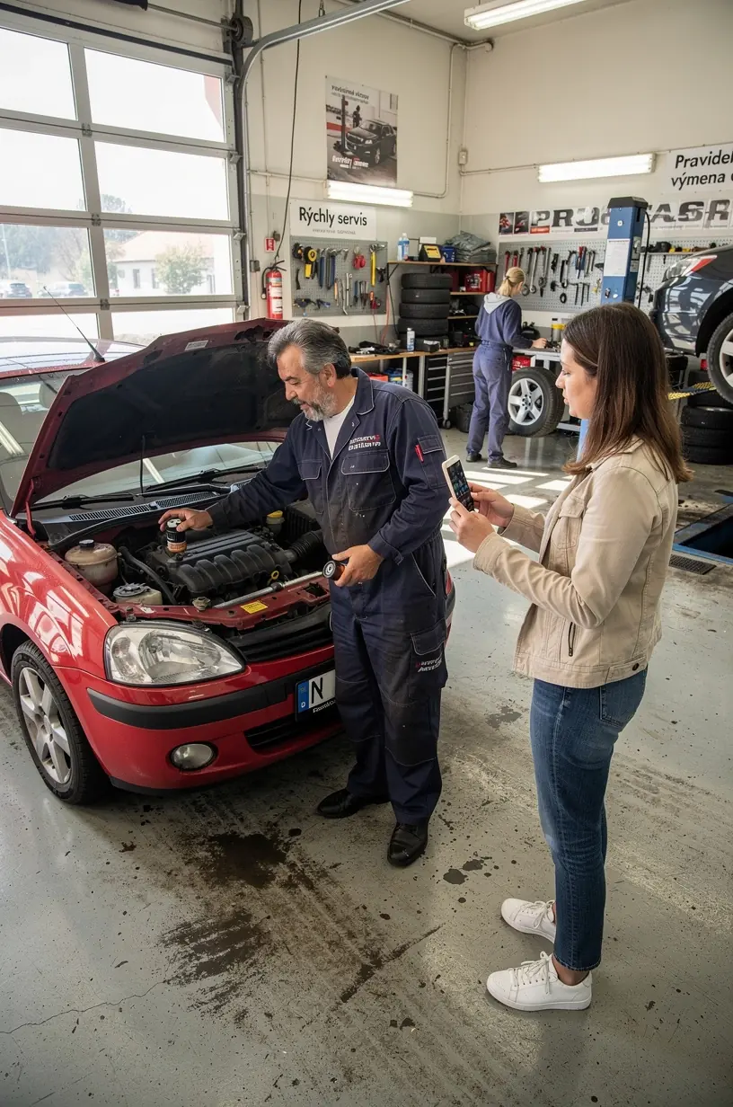 Moderné vybavenie autoservisu pripravené na rýchlu a efektívnu výmenu oleja a filtrov pre slovenských vodičov.